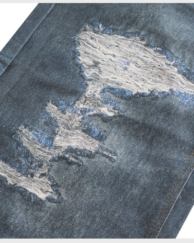 Mein Shop 0 UNISEX Straight Worn Looking Washed-out Jeans—9008