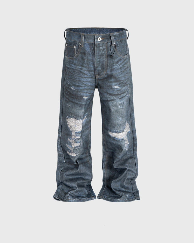 Mein Shop 0 UNISEX Straight Worn Looking Washed-out Jeans—9008