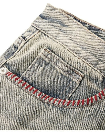 Mein Shop 0 Vintage Embroidery Phantom Zipper Straight Jeans—-4533