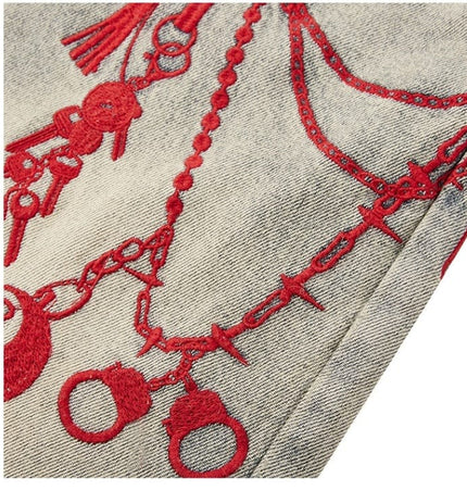 Mein Shop 0 Vintage Embroidery Phantom Zipper Straight Jeans—-4533