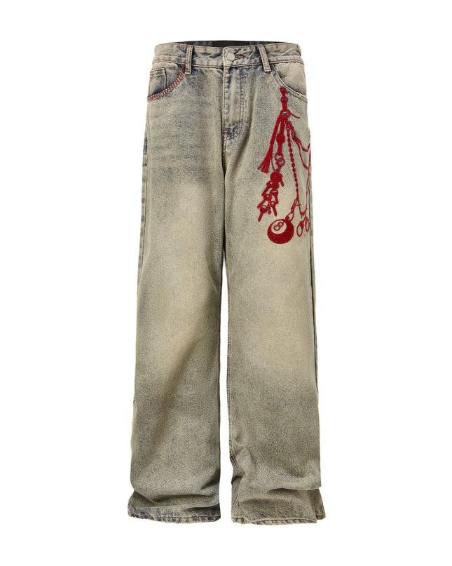 Mein Shop 0 Vintage Embroidery Phantom Zipper Straight Jeans—-4533