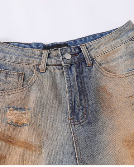 Mein Shop 0 Vintage Ripped Washed Straight Jeans—7498