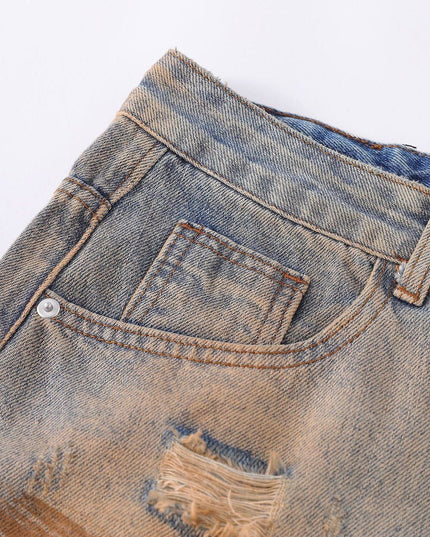 Mein Shop 0 Vintage Ripped Washed Straight Jeans—7498