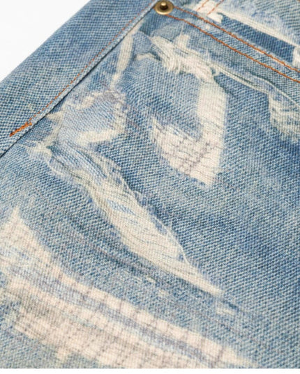 Mein Shop 0 Vintage Washed Distressed Straight Jeans—9070