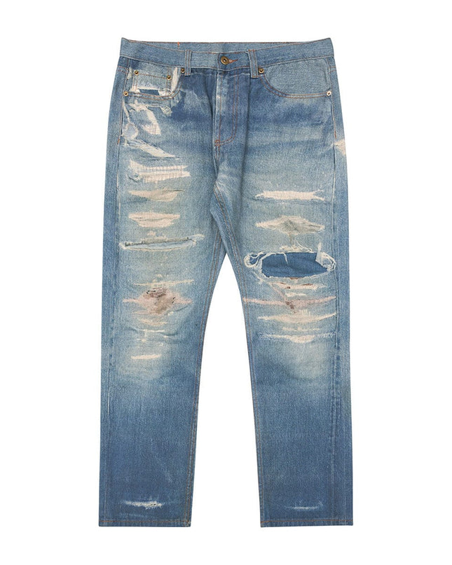 Mein Shop 0 Vintage Washed Distressed Straight Jeans—9070