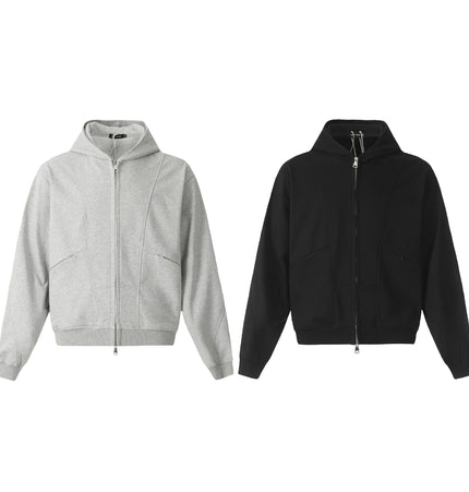 TALKLESSFASHION 0172 American men's and women's high-end trend solid color deconstructed jacket design men's loose cardigan hooded sweatshirt
