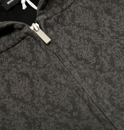 TALKLESSFASHION 0264 American retro trend high-end men's and women's heavy jacquard design men's zipper short and wide hooded sweatshirt