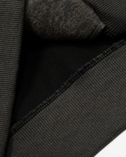 TALKLESSFASHION 0264 American retro trend high-end men's and women's heavy jacquard design men's zipper short and wide hooded sweatshirt