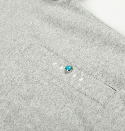 TALKLESSFASHION 0267 American retro trend men's and women's turquoise design solid color men's zipper short and wide hooded sweatshirt