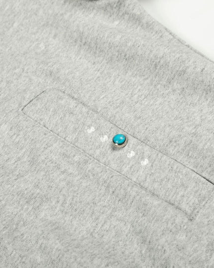 TALKLESSFASHION 0267 American retro trend men's and women's turquoise design solid color men's zipper short and wide hooded sweatshirt