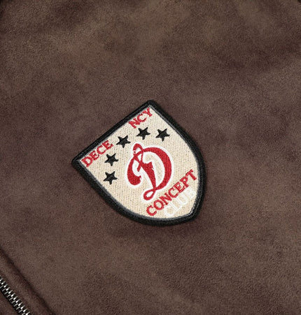 TALKLESSFASHION 0275 American retro high-end solid color badge design heavy men's short and wide fleece cardigan sweatshirt jacket