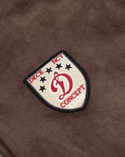 TALKLESSFASHION 0275 American retro high-end solid color badge design heavy men's short and wide fleece cardigan sweatshirt jacket