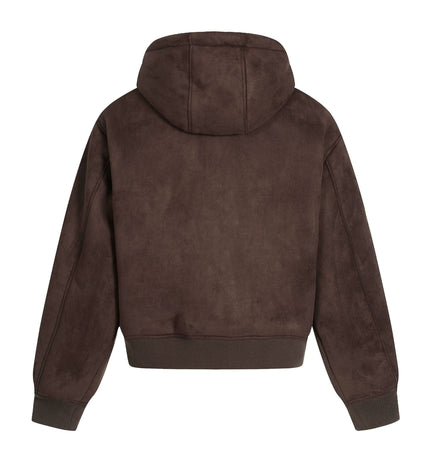 TALKLESSFASHION 0275 American retro high-end solid color badge design heavy men's short and wide fleece cardigan sweatshirt jacket