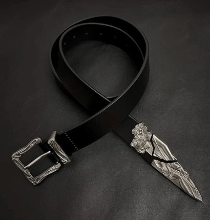 TALKLESSFASHION 105cm Direction of Light imported cowhide broken sword cleanfit belt men's design niche belt