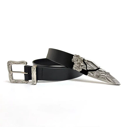 TALKLESSFASHION 105cm Direction of Light imported cowhide broken sword cleanfit belt men's design niche belt