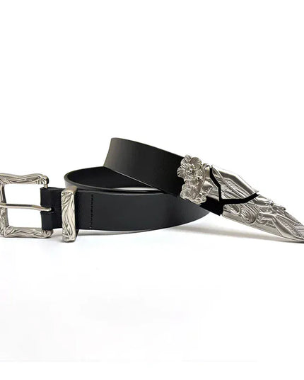 TALKLESSFASHION 105cm Direction of Light imported cowhide broken sword cleanfit belt men's design niche belt