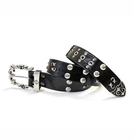 TALKLESSFASHION 105cm Direction of Light jeans rivet belt Vintage belt men's design sense niche second-hand