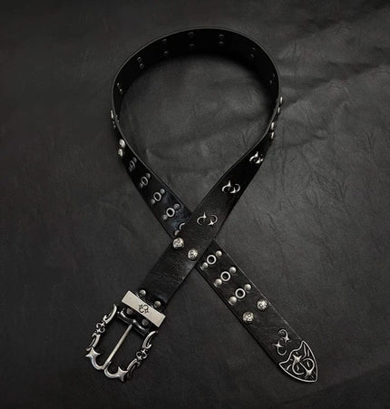 TALKLESSFASHION 105cm Direction of Light jeans rivet belt Vintage belt men's design sense niche second-hand