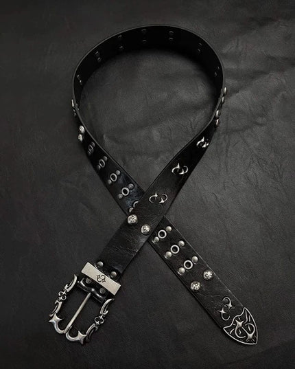 TALKLESSFASHION 105cm Direction of Light jeans rivet belt Vintage belt men's design sense niche second-hand