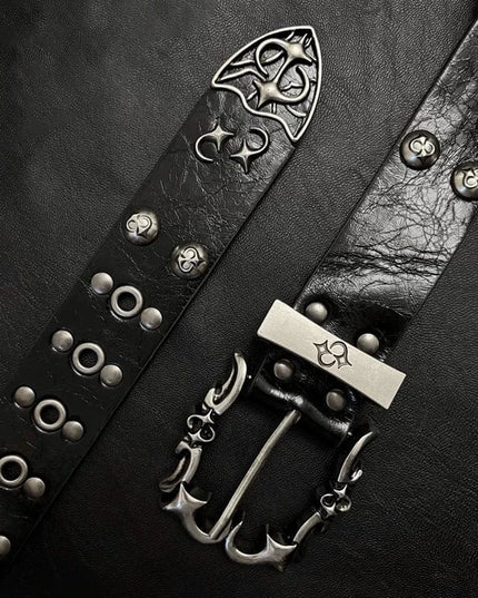 TALKLESSFASHION 105cm Direction of Light jeans rivet belt Vintage belt men's design sense niche second-hand