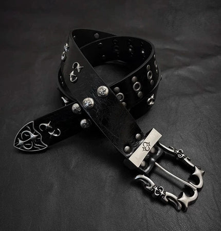 TALKLESSFASHION 105cm Direction of Light jeans rivet belt Vintage belt men's design sense niche second-hand