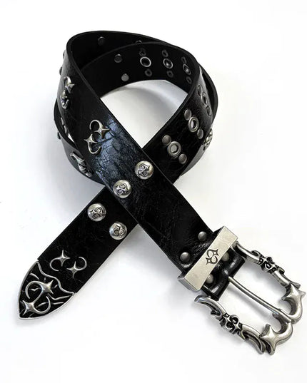TALKLESSFASHION 105cm Direction of Light jeans rivet belt Vintage belt men's design sense niche second-hand