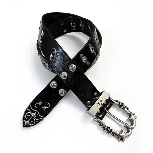 THETLSTUDIO 105cm Direction of Light jeans rivet belt Vintage belt men's design sense niche second-hand