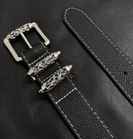 TALKLESSFASHION 105cm Direction of Light Roller Y2K metal leather belt male design niche versatile retro belt