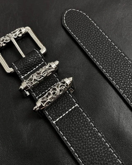 TALKLESSFASHION 105cm Direction of Light Roller Y2K metal leather belt male design niche versatile retro belt