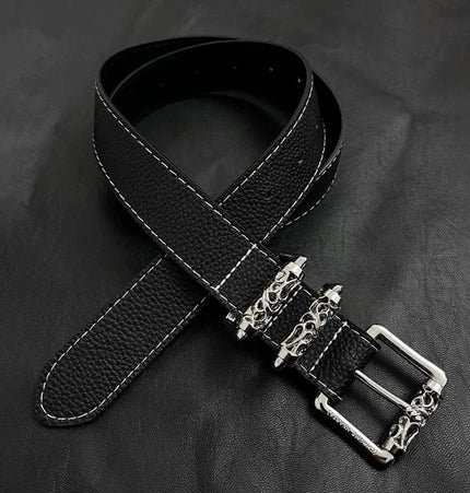 TALKLESSFASHION 105cm Direction of Light Roller Y2K metal leather belt male design niche versatile retro belt