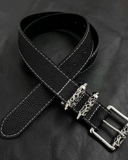 TALKLESSFASHION 105cm Direction of Light Roller Y2K metal leather belt male design niche versatile retro belt