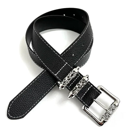 TALKLESSFASHION 105cm Direction of Light Roller Y2K metal leather belt male design niche versatile retro belt