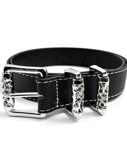 TALKLESSFASHION 105cm Direction of Light Roller Y2K metal leather belt male design niche versatile retro belt
