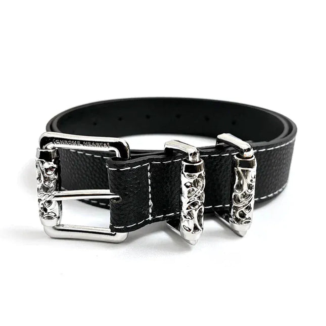 TALKLESSFASHION 105cm Direction of Light Roller Y2K metal leather belt male design niche versatile retro belt
