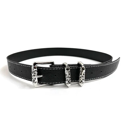 TALKLESSFASHION 105cm Direction of Light Roller Y2K metal leather belt male design niche versatile retro belt