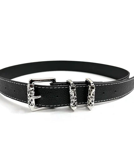 TALKLESSFASHION 105cm Direction of Light Roller Y2K metal leather belt male design niche versatile retro belt