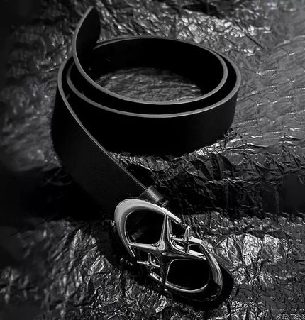 TALKLESSFASHION 105cm Direction oflight niche trouser belt American premium ins buckle belt black belt men's and women's accessories