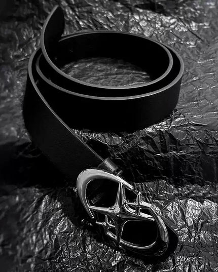TALKLESSFASHION 105cm Direction oflight niche trouser belt American premium ins buckle belt black belt men's and women's accessories