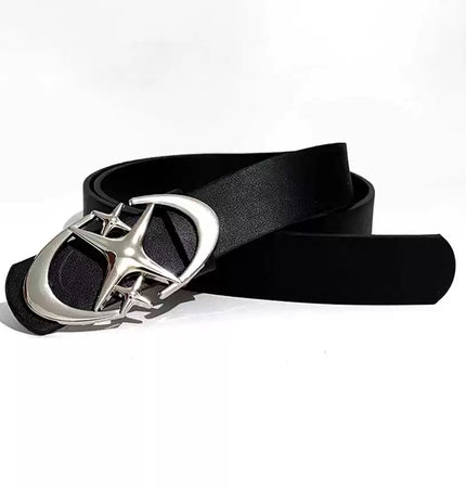 TALKLESSFASHION 105cm Direction oflight niche trouser belt American premium ins buckle belt black belt men's and women's accessories