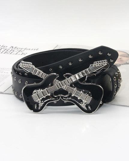 TALKLESSFASHION 105cm in length 3.8cm in width / Guitar willow nails Trend: Shibuya Spice Girls, Hip Hop, Punk, Subculture Accessories, Skull, Hand Stud, Belt, Belt, Pants, Belt, Triple Leather Loop