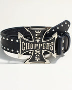 Black (3.8cm English Cross Buckle Silver Rivet Strap)