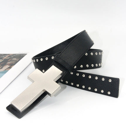 TALKLESSFASHION 110cm / Cross black 3.8cm Crack smash cross belt belt subculture style hiphop punk rock hip hop personality