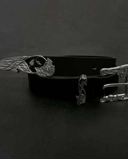 TALKLESSFASHION 110cm Direction of Light belt men's design sense niche American trouser belt black cleanfit belt