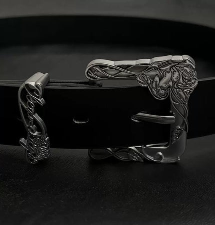 TALKLESSFASHION 110cm Direction of Light belt men's design sense niche American trouser belt black cleanfit belt