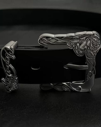 TALKLESSFASHION 110cm Direction of Light belt men's design sense niche American trouser belt black cleanfit belt