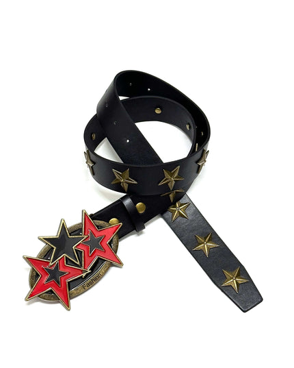 TALKLESSFASHION 110cm Direction of LightPunk Y2K Bronze Star Rivet Belt Vintage Belt Niche Street