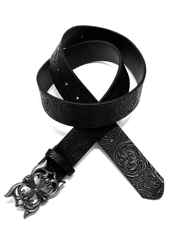 TALKLESSFASHION 120cm / black Direction of Light Vintage Diablo Cross Belt Rivet Belt Punk Niche Accessories