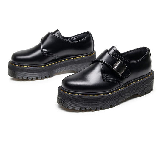 Buckle Platform Low-Top Shoes