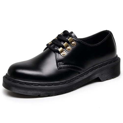THETLSTUDIO 1461 low-top small leather shoeswomen's leather metal buckle cross-border large size pure black round toe casual workwear shoes for men Martin shoes