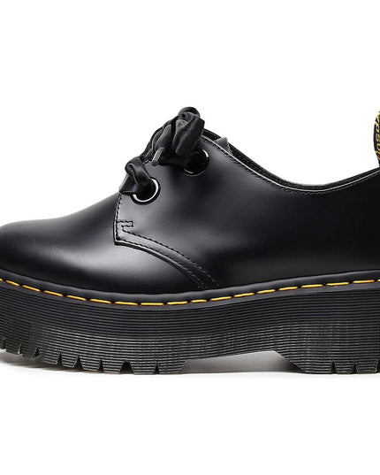TALKLESSFASHION 1461 Platform Small Leather Shoes 2 Hole Rose Roger Women's Homo Holly Leather Low Top Flatform Sole Booties College Style